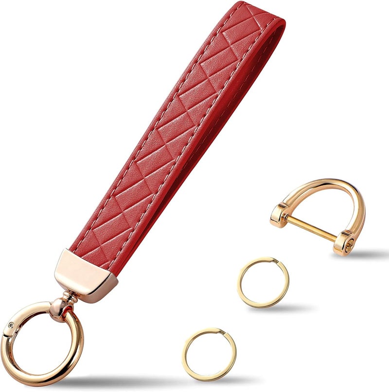 Weixiltc Leather Wristlet Keychain, Car Key Chain Holder with 2 Key Ring & Anti-Lost D Ring, Key Fob Wristband for Women - Image 1